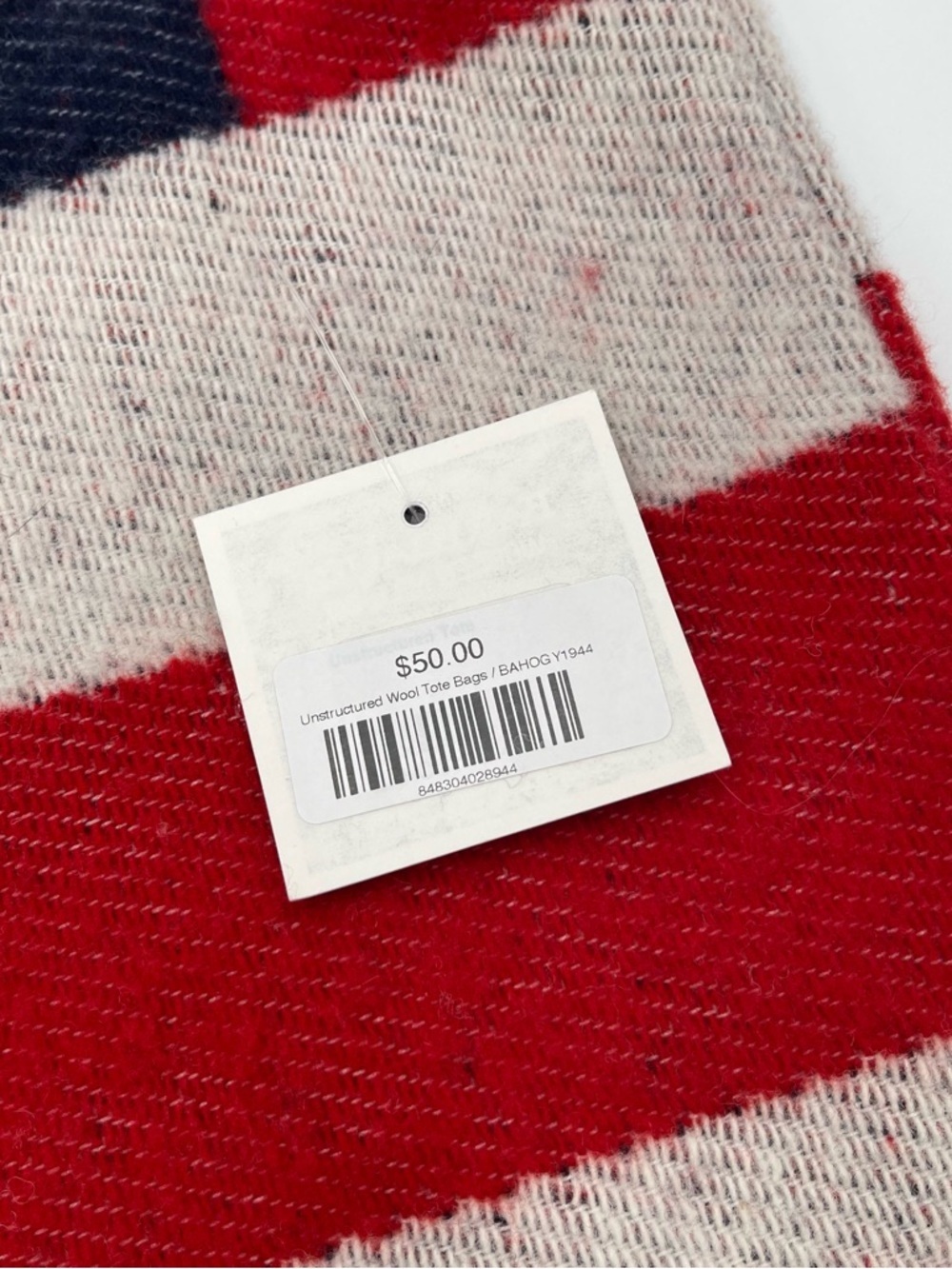 Faribault Woolen Mill Co Red White Blue Wool UnstructuredTote Shoulder Bag USA - Picture 3 of 9